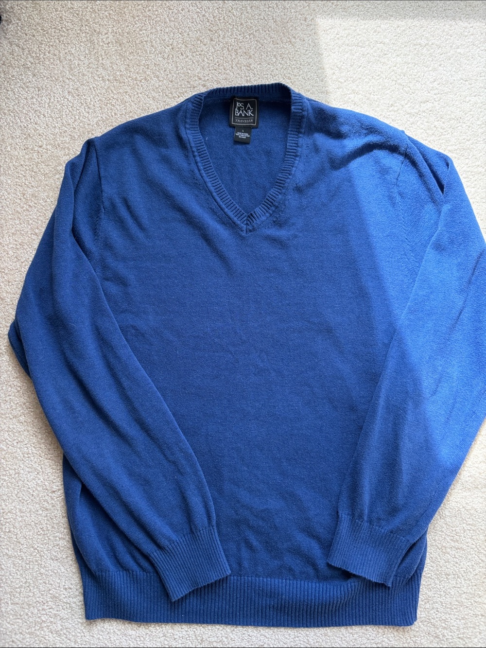 Jos. A. Bank Traveler 100% Pima cotton Men's V-Neck Sweater in Royal Blue